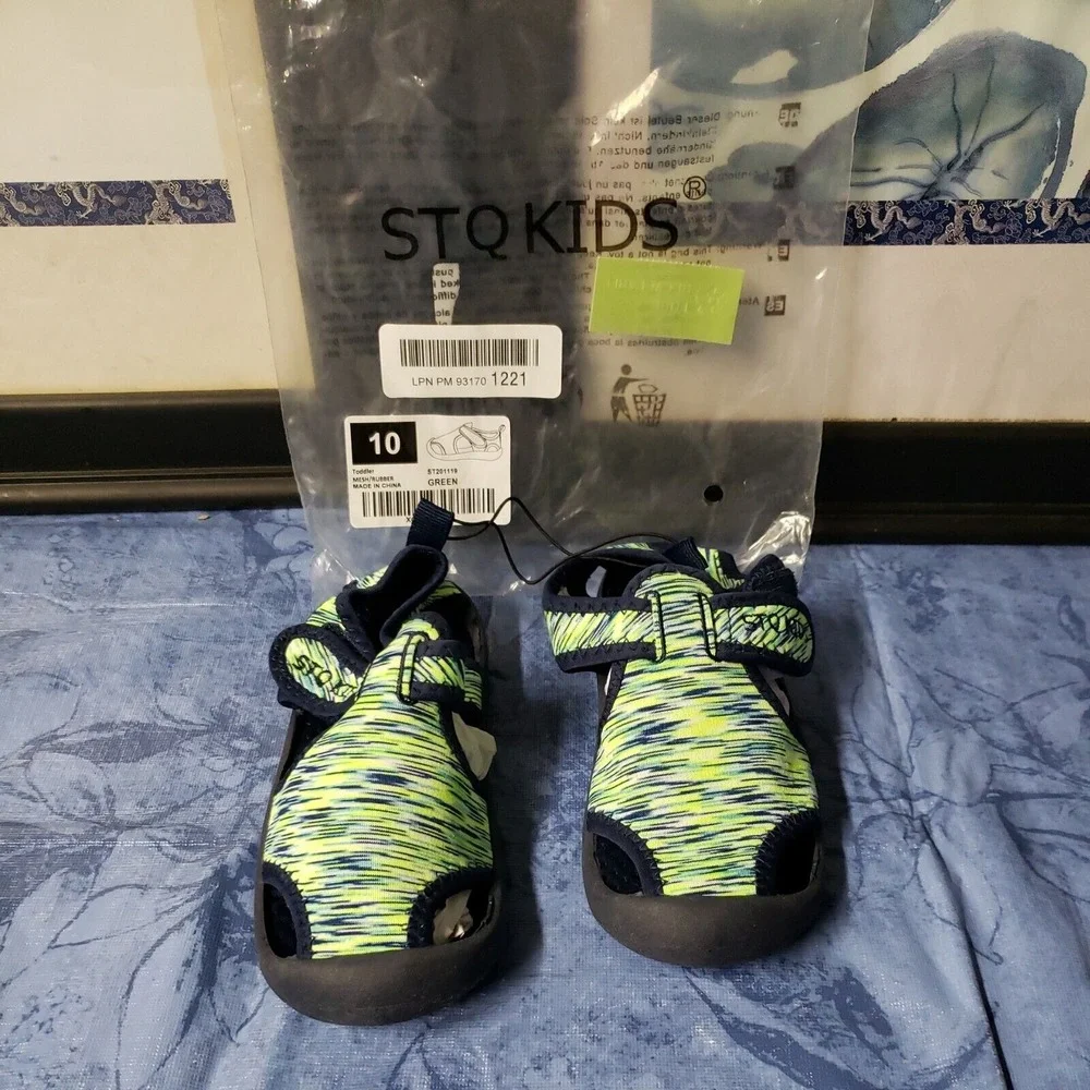 STQ unisex Water Shoes Quick-Dry Slip on Beach Swim Pool Sandals greenToddler 10
